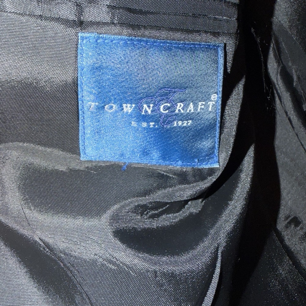 TOWNCRAFT MENS CHARCOAL GRAY PINSTRIPE 2 PIECE SUIT SIZE: 46 PANTS 34x32 - Picture 9 of 11
